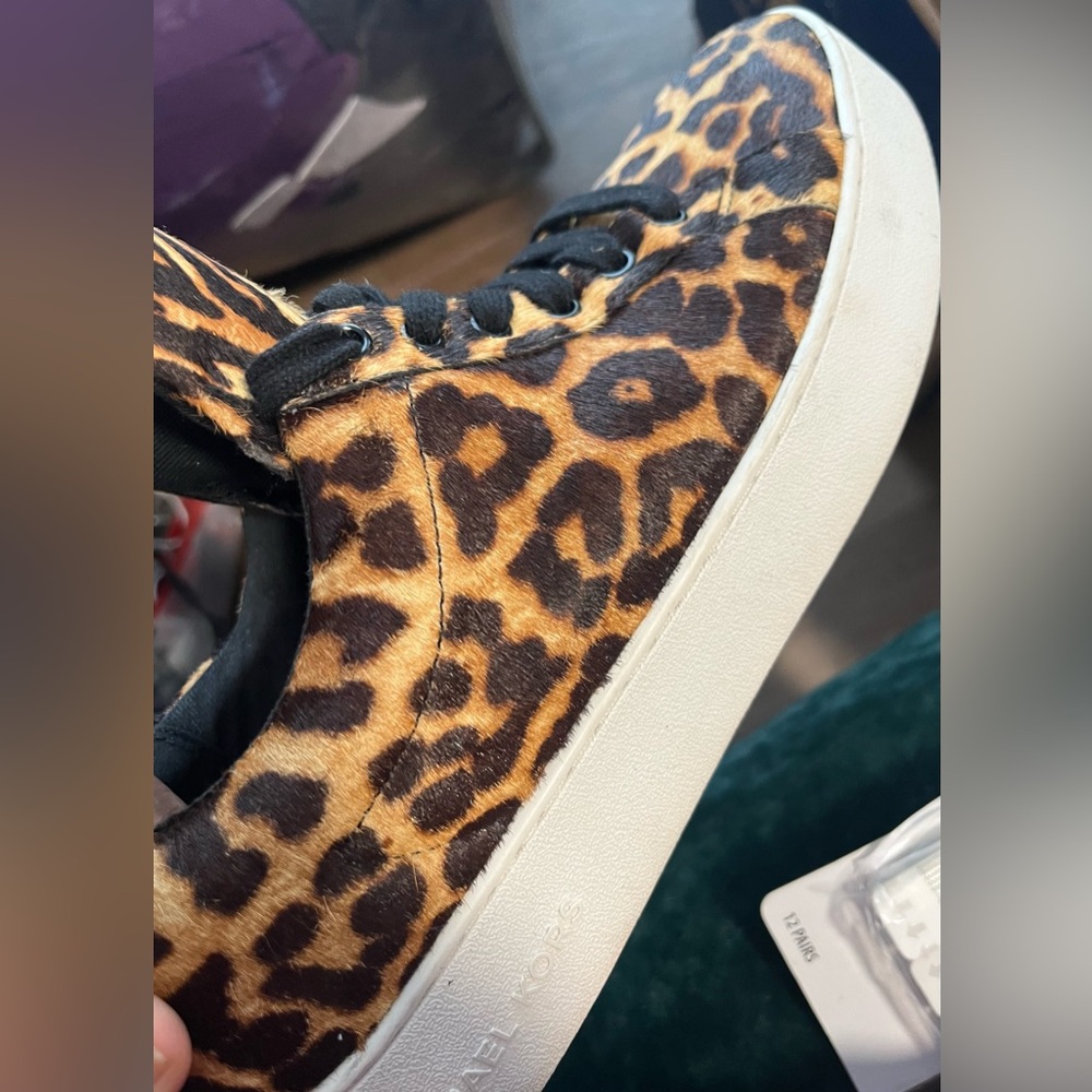 Michael Kors Animal Print Sneakers with Black Accents - Picture 2 of 4